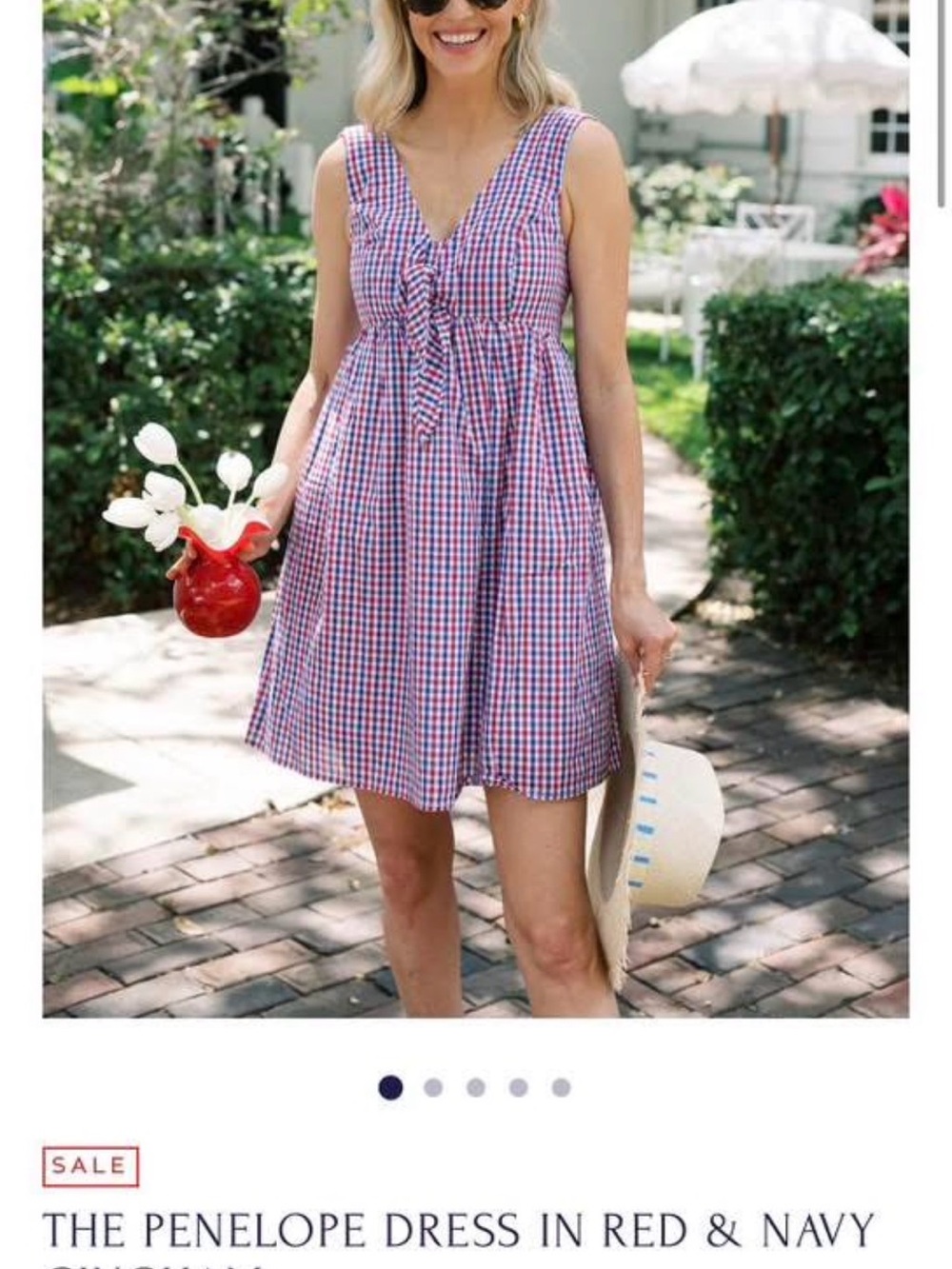 Duffield Lane Red & Navy Gingham Mini Dress